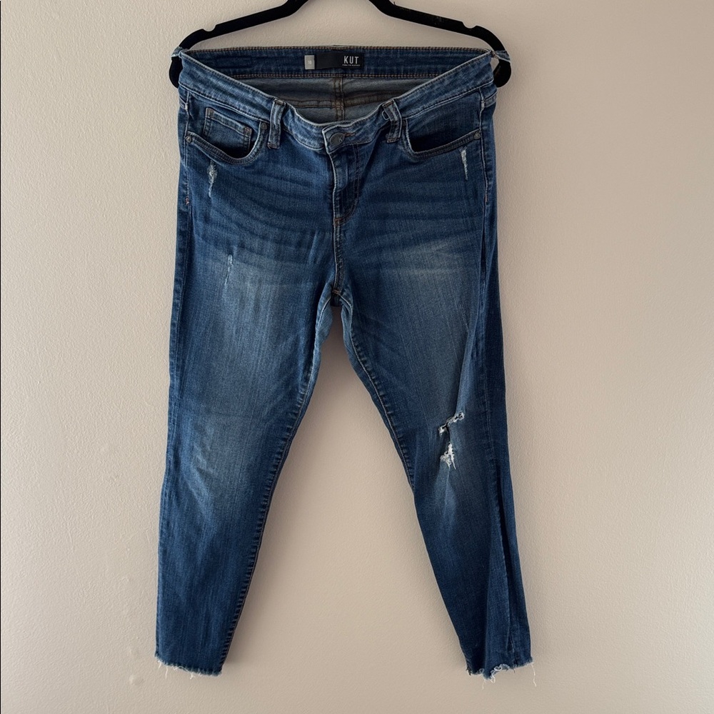 Kut from the Kloth Distressed Blue Ankle Jeans